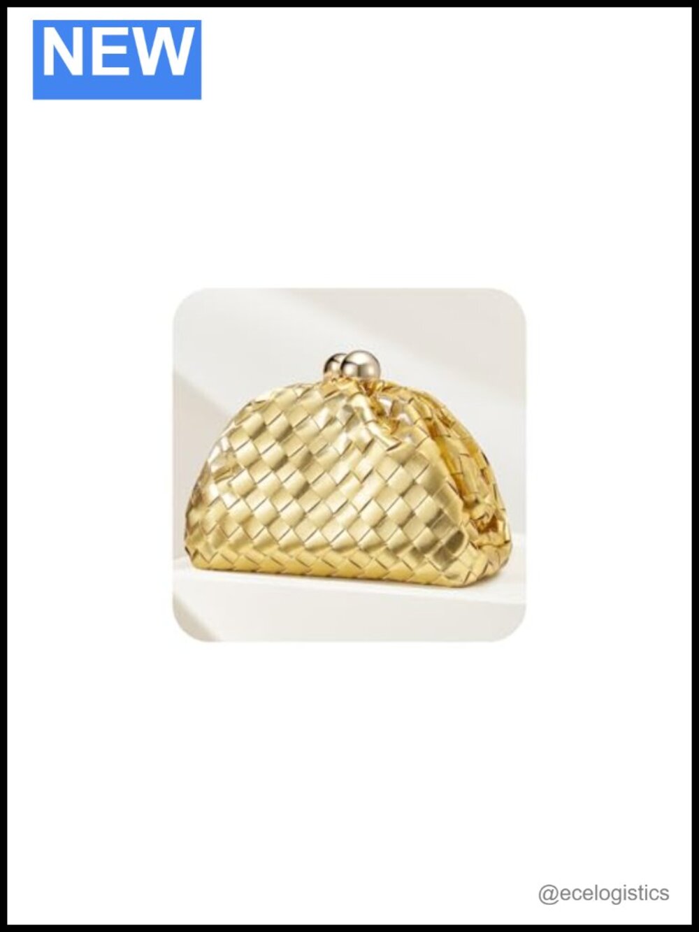 Woven Faux Leather Clutch Purse with Detachable Chain Strap